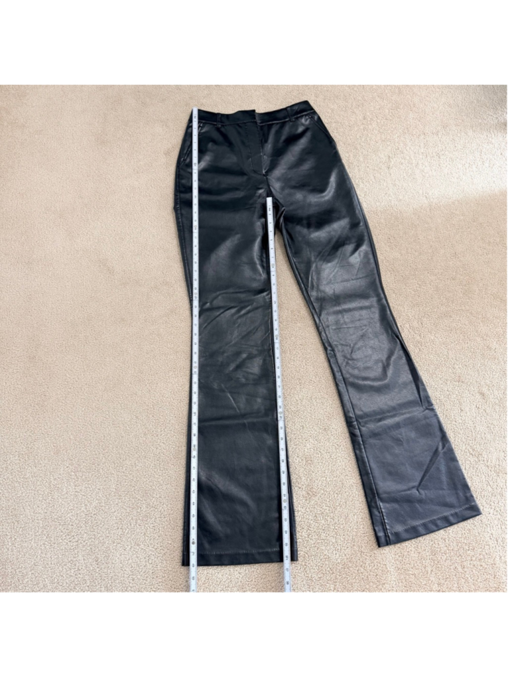 AMERICAN TALL Black Faux Vegan Leather High Rise Pants Women's Size 12 XT - Picture 12 of 13
